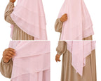 TRIPLE LAYER KHIMAR HIJAB/MULTI LAYER HIJAB/FULL SIZE KHIMAR LAYER (BABY PINK)
