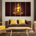 VIBECRAFTS Devotional Buddha Meditating Canvas Wall Painting For Home|Office|Living Room|Gift (PTVC5Pcs4_8618)
