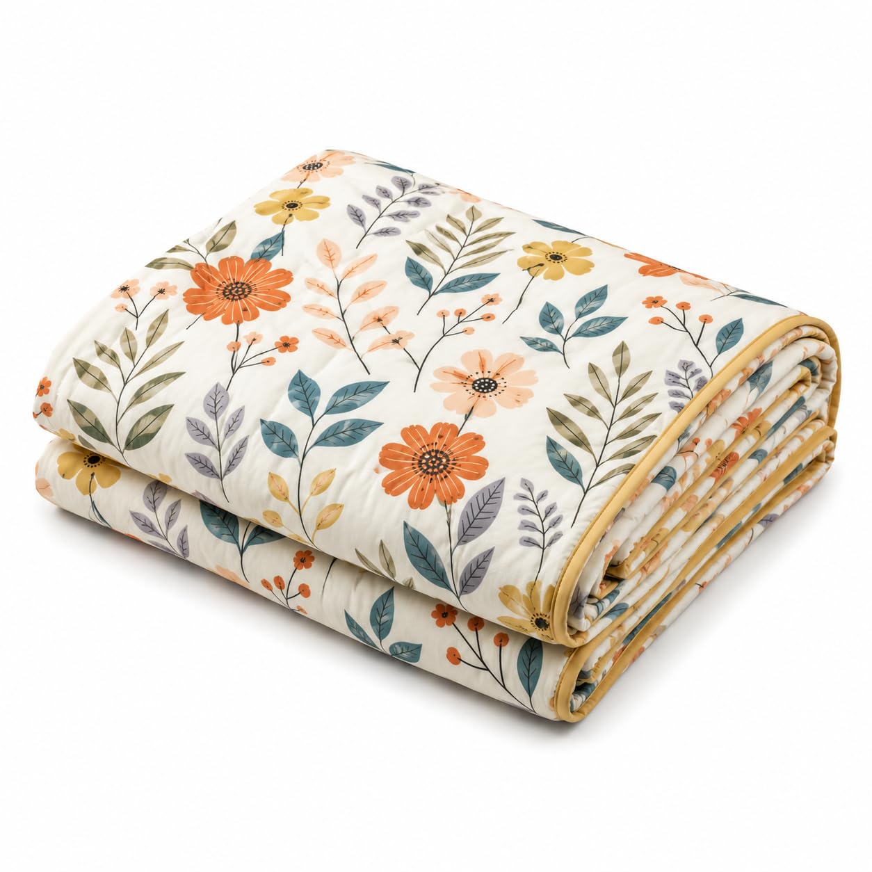 Reversible Cotton Dohar for Single Bed | 3 Layer Soft Lightweight AC Blanket | Breathable All Season Blanket for Adults & Kids | Housewarming & Festival Gift (60 x 90 Inch) - Design 4 (Pack of 2) Kafalo