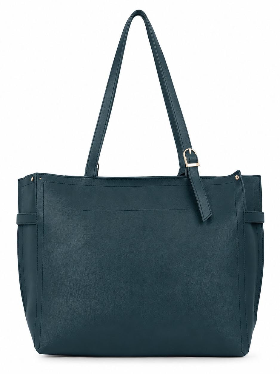 Carrylux Soft PU Textured Tote Bag for Women (Sacramento Green)