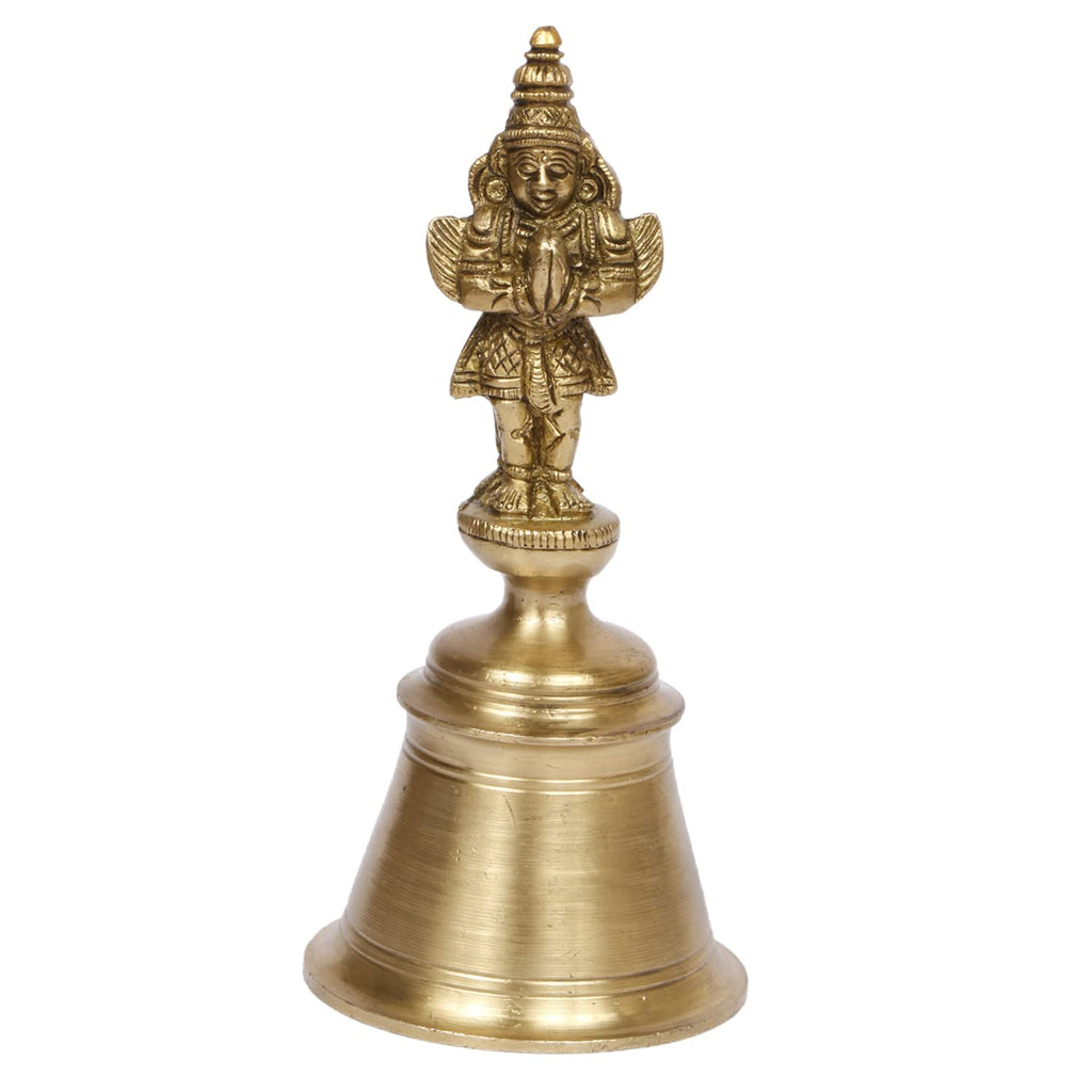 Artvarko Brass Vishnu Vehicle Garuda Hand Held Bell Ghanti for Gods Puja Pooja Gift Spiritual Gifts 6 Inch