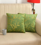 Stuffique Velvet Foil Cushion Covers 18 inch x 18 inch Set of 2, Pista Green
