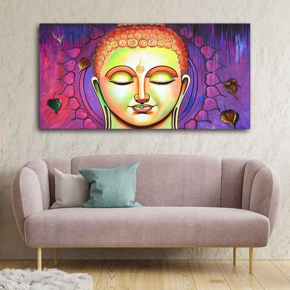 VIBECRAFTS Canvas Paintings for Living Room Drawing Room Spiritutal Buddha Meditating Canvas Wall Painting Fitted With Wooden Frame for Home | Office | Gift (PTVCH_2427)