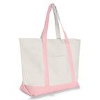 Pink : 22 Heavy Duty Cotton Canvas Tote Bag (Zippered)