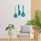 Artvibes Beautiful Artistic Peacock In Different Poses Wooden Art Decoration Item for Living Room | Printed Wall Decoration | Graphic Artwork | Wall Illustrations | Gift Items (WH_5022N), Set of 3