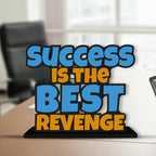 Artvibes Wooden Idols and Figurine Success is The Best Revenge Inspirational Quotes Table Decoration for Office Desk | Home Decor | Living Room | Modern Art Wood Showpiece Gift Item (SP_1170)
