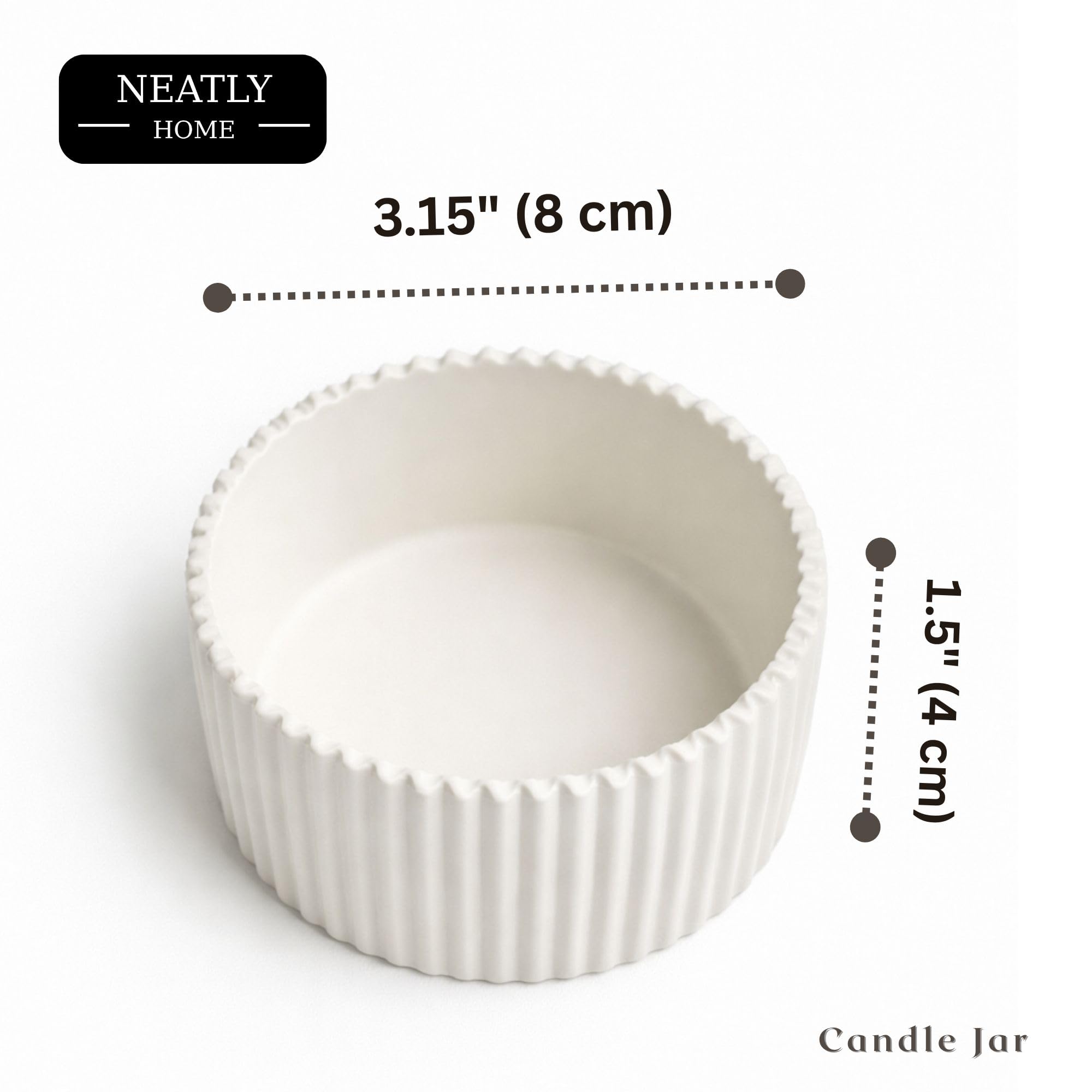 Neatly Home Handcrafted Candle Jar Smooth Satin White 8x4 cm Pack of 5