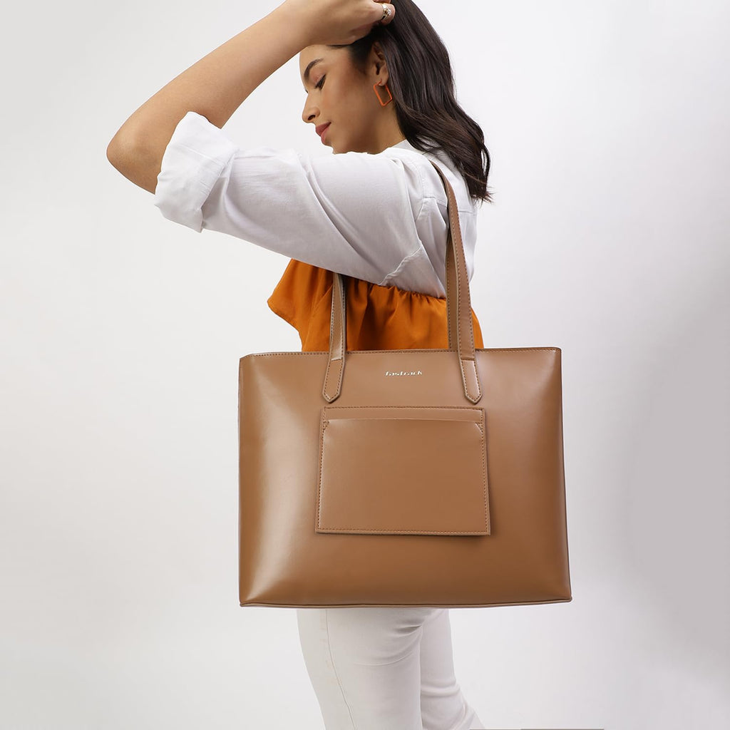 Fastrack PU Structured Tote Bag with Cut Work for Women, Girls and Ladies | College & Office Ready Tote Bag