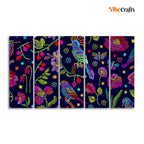 VIBECRAFTS Beautiful Birds, Flowers & Butterfly 5 Pieces Canvas Wall Painting For Home | Office | Living Room | Gift (PTVC5Pcs4_8546)