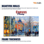 VIBECRAFTS Old City in Winters Canvas Five Pieces Wall Painting For Home|Office|Living Room|Gift (PTVC5Pcs4_8575N)