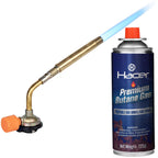 HACER Butane Brazing Blow Torch Single LPG Nozzle with 1 Butane Gas Canisters Multipurpose Heat Gun For Outdoor Use Cooking Copper Pipe Welding Camping and Jewelry Repair Work Tool Burner