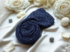 Premium Rhinestone Hijab | Korean Georgette | 70 x 30 Inch | Sparkle Scarf for Women | Soft & Lightweight Fabric (NAVY BLUE)