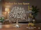 Metal Kalpavriksha Tree for Home Decor - Golden Wish Fulfilling Tree Metal Showpiece for Temple, Vastu, Office Table & Gifting Banyan (No 2 Silver)