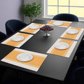 Crazyweaves Dining Table Mat Set of 6 | Fine Ribbed Cotton Placemat | Size 48x33 cm | Machine Washable (Badami Mat - 6) Kafalo