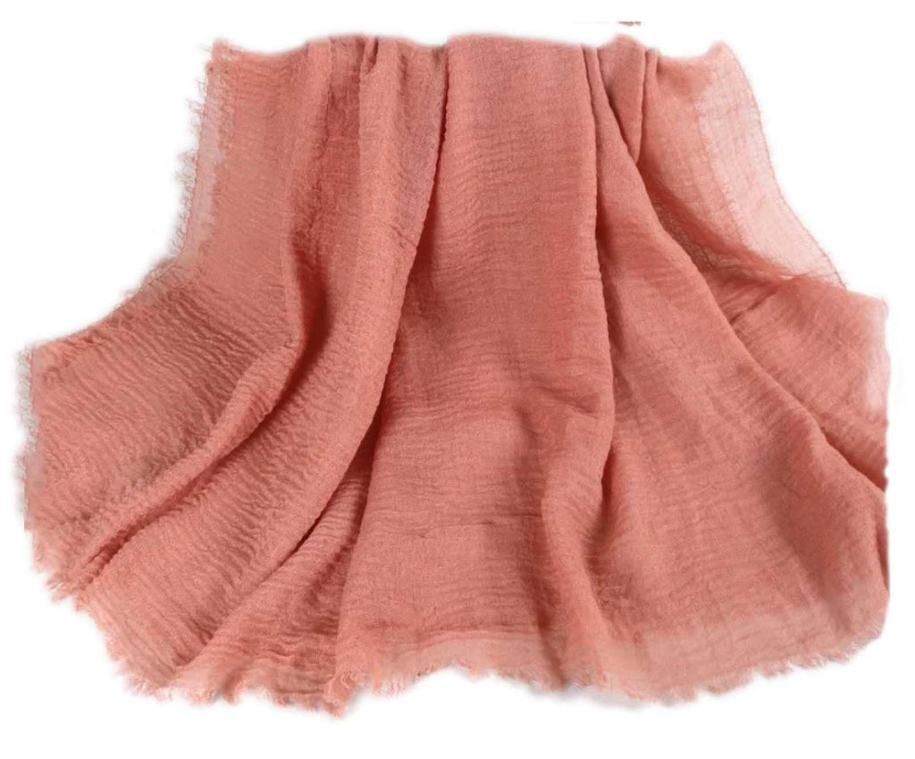 IBA ISBA COLLECTIONS Women's Crinkle Cotton Scarf, Stoles, Hijab (80 x 190 Cms) (Peach Beige)
