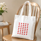 Adorvue Premium Reusable Minimal Heart Art Printed Tote Bag Stylish Eco-Friendly Cotton Handbags, Canvas Bags for College, Shopping, Office, Travel, Grocery Runs, Beach Day and Casual Outing Pack of 2