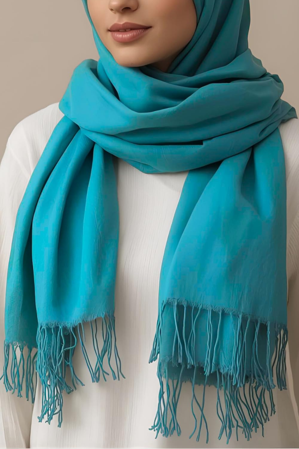 FM Trends Stylish Plain Scarf for Women & Girls | Solid Color Stole, Dupatta, Shawl | Elegant Ladies Accessory (Rama Green, 1.8 meters)