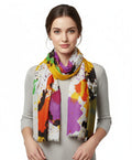 Fabtone Women’s Scarf/Stole | Yellow & Purple Multi Splash Print | Soft Lightweight Fabric | 70x180 cm | All-Season Stylish Wrap | Dust & Sun Protection | Trendy Fashion Accessory