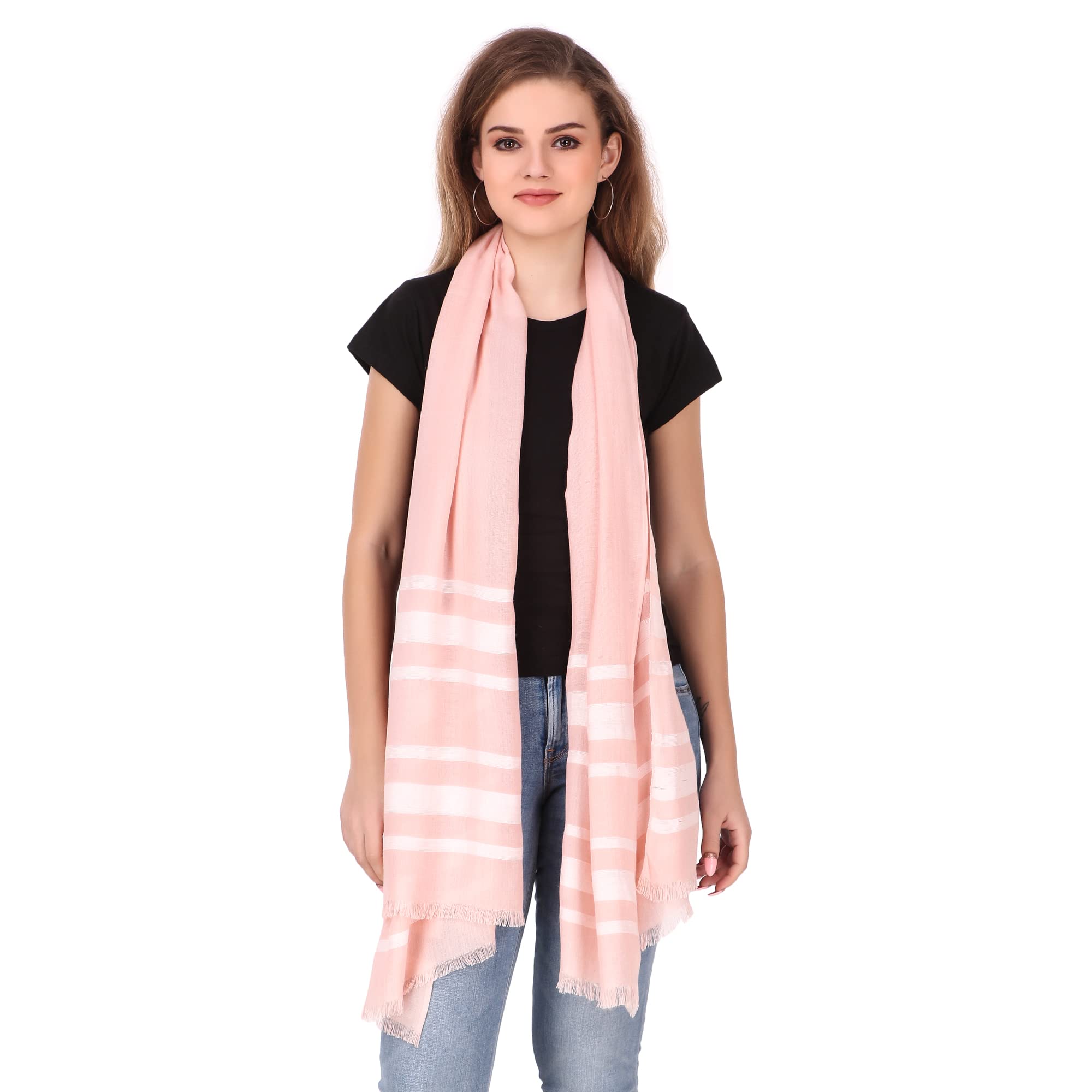FWC Fill With Colours stole/scarf for girl/ladies Colour- Pink soft viscose cotton blend ethnic pattern scarves pack of 1 ST-38