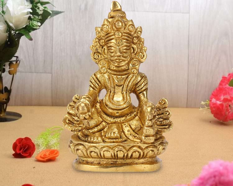 ARTVARKO Brass Lord of Treasure Wealth Maharaj Kuber Laxmi Murti Statue for Maha Dosh Nivaran Prosperity Home Décor 3 Inch