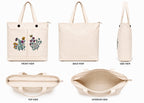 Supadaa Large Canvas Tote Bag For Women With Zipper Premium Cotton Shoulder Handbag Reusable Shopping Office College Travel Beach Grocery Bag (Pocket)
