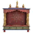 Jodhpur Handicrafts Mango and MDF Wood Home Temple Showpiece, 20x12x24 Inch, Red and Yellow
