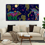 VIBECRAFTS Canvas Paintings for Living Room Drawing Room Folk Night Bears Canvas Wall Painting Fitted With Wooden Frame For Home | Office | Living Room | Gifts (PTVCH_2562)