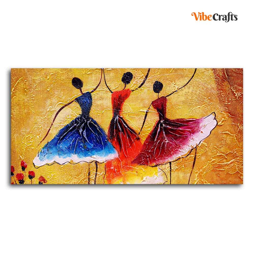 VIBECRAFTS Canvas Paintings for Living Room Drawing Room African Warli Canvas Wall Painting Fitted With Wooden Frame for Home | Office | Gift (PTVCH_2440)