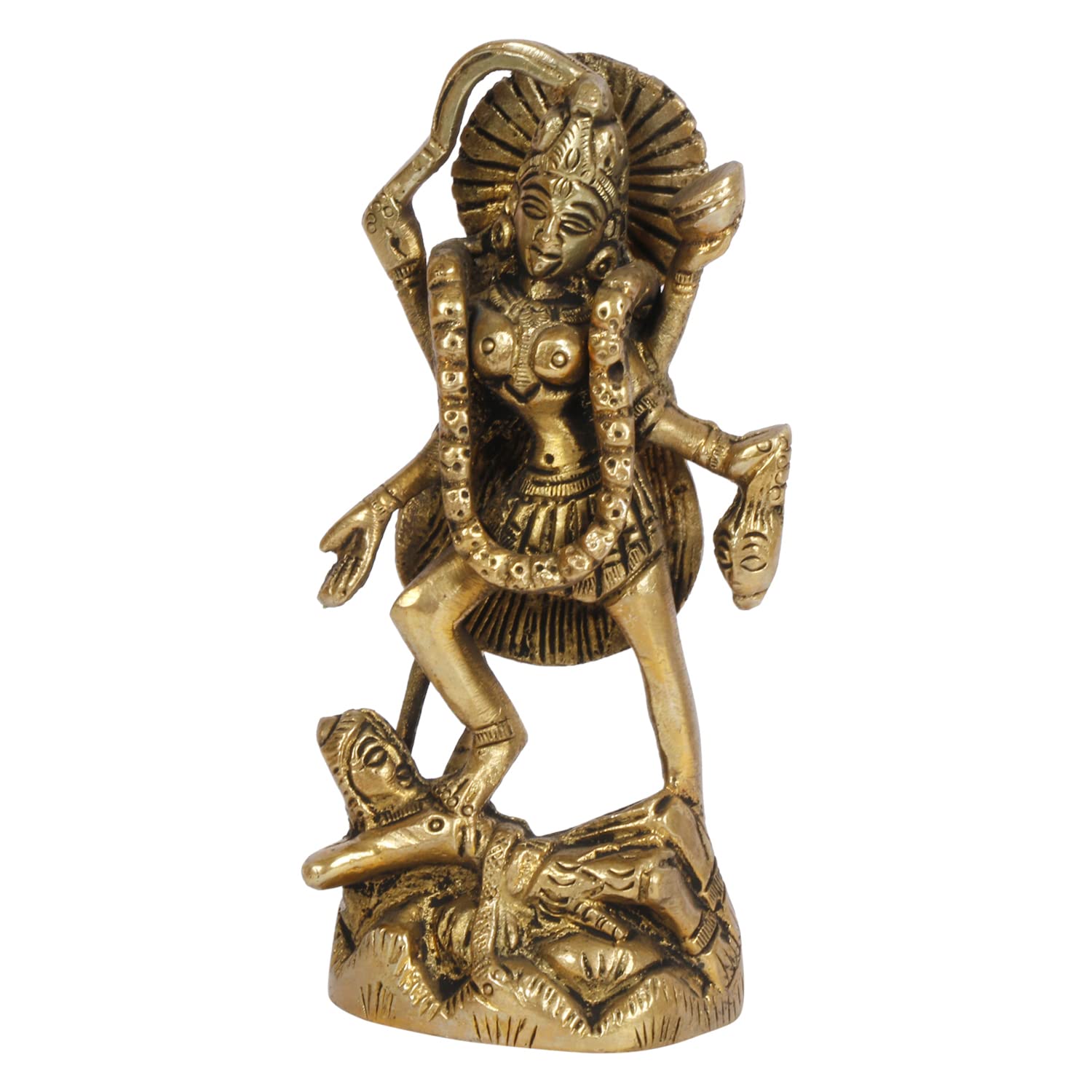 ARTVARKO Brass Kali Maa Statue Murti Religious Figurines for Temple & Home Décor.