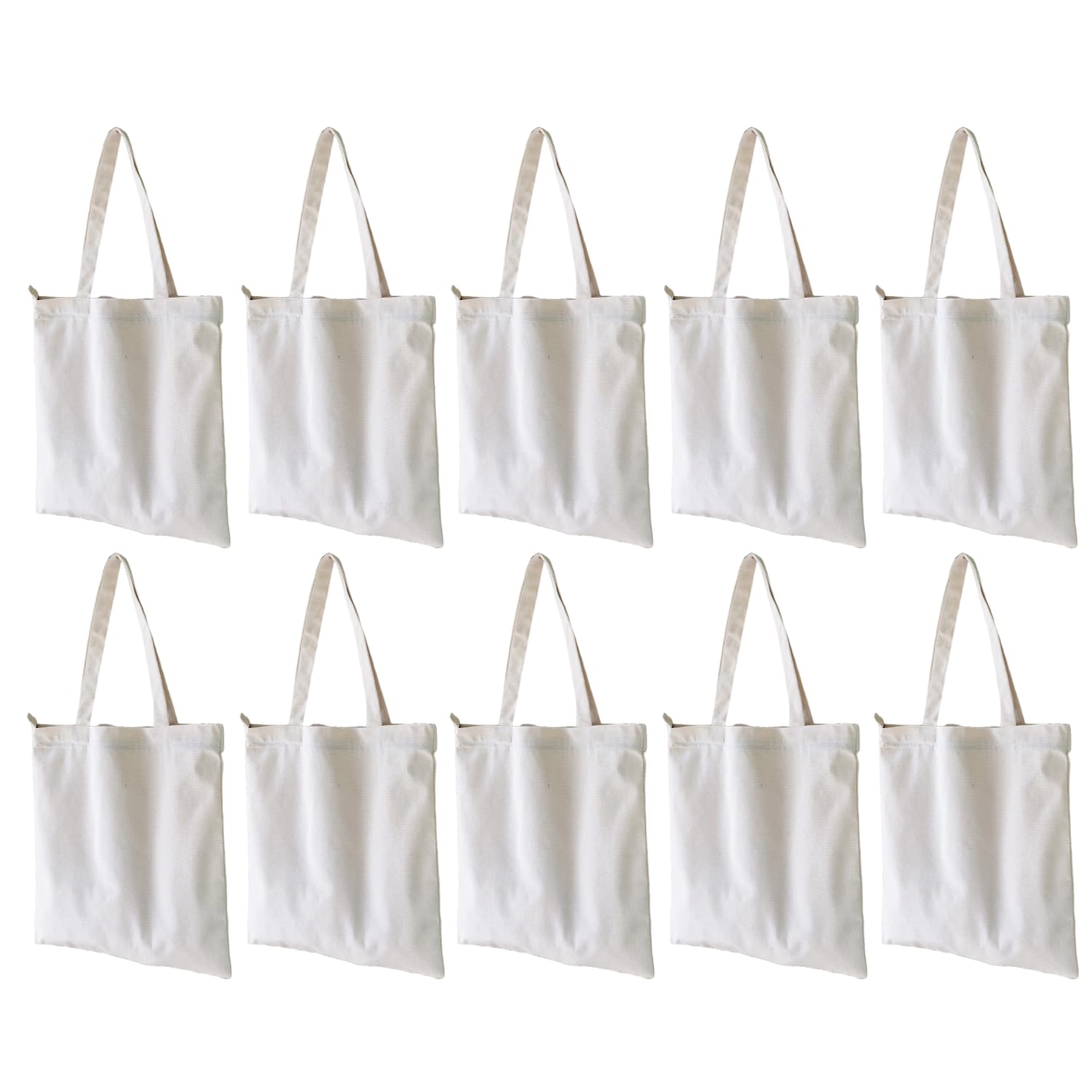 Ecodott Cotton Tote bag with Zipper | Heavy Duty Multi-purpose reusable white canvas bag for Shopping, Painting and Everyday use | 100% Organic Cotton Eco Friendly Grocery Bag | Pack of 10