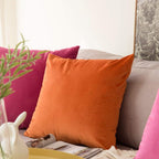 Khooti Velvet Cushion Cover, 22x22 (Orange)(Pack of 3)
