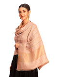 Pashmoda Women Parallel Grace Reversible Zari Moonlight Fine Wool Stole (Size : 28x80in, 71X203cm) ZSST06