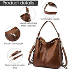 Zibuyu Tote Handbag for Women Faux Leather Shoulder Crossbody Brown