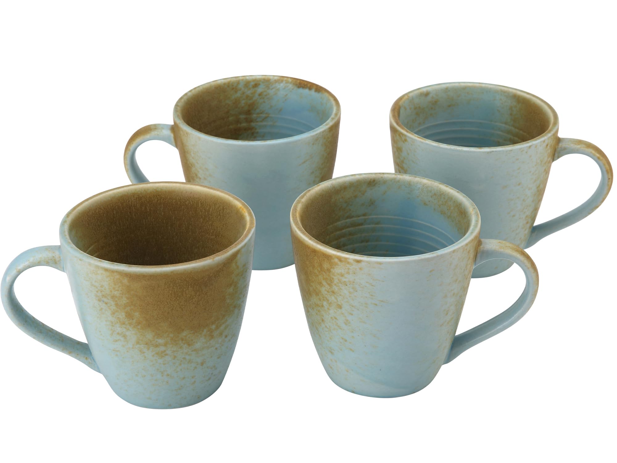 Bodhi House Handmade Ceramic Coffee Mug, Pack of 4, 350Ml, Turquoise Copper