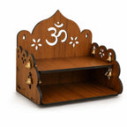 Wooden Wall Hanging Mandir for Home & Office, 2 Step Pooja Temple (Brown)