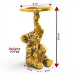 Kridaykraft Baby Elephant Figurine T-Light Candle Holder Gold (15 cm, 300 gm) — Decorative Sitting Elephant Showpiece for Home Decor, Diwali Gifting, and Table Accents. (Candle Not Included)