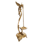 ARTVARKO Brass Parrot Hanging Diya 24 Inch | Peacock Design Oil Wick Lamp Deepak for Pooja Room, Home Temple, Diwali Decoration & Spiritual Home Décor | Brass Hanging Lamp Gift