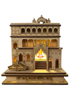 SHRI GOPAL ARTS Shree Khatu Shyam Ji Wooden LED Temple (Khatu Shyam Mandir) (L=4.5, W=4.5, H= 6 inches)