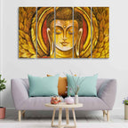 VIBECRAFTS Gautam Buddha Meditation Wall Painting of Five Pieces For Home|Office|Living Room|Gift (PTVC5Pcs4_8686)