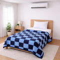 Bhoomi Impex Single Bed Dohar Navy & Light Blue Checkered | Lightweight Summer Quilt | Cotton AC Blanket | Breathable All Season Comforter | Skin Friendly Bed Cover Kafalo