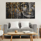 VIBECRAFTS Gautam Buddha Sculpture Wall Painting Set of Five For Home|Office|Living Room|Gift (PTVC5Pcs4_8655)
