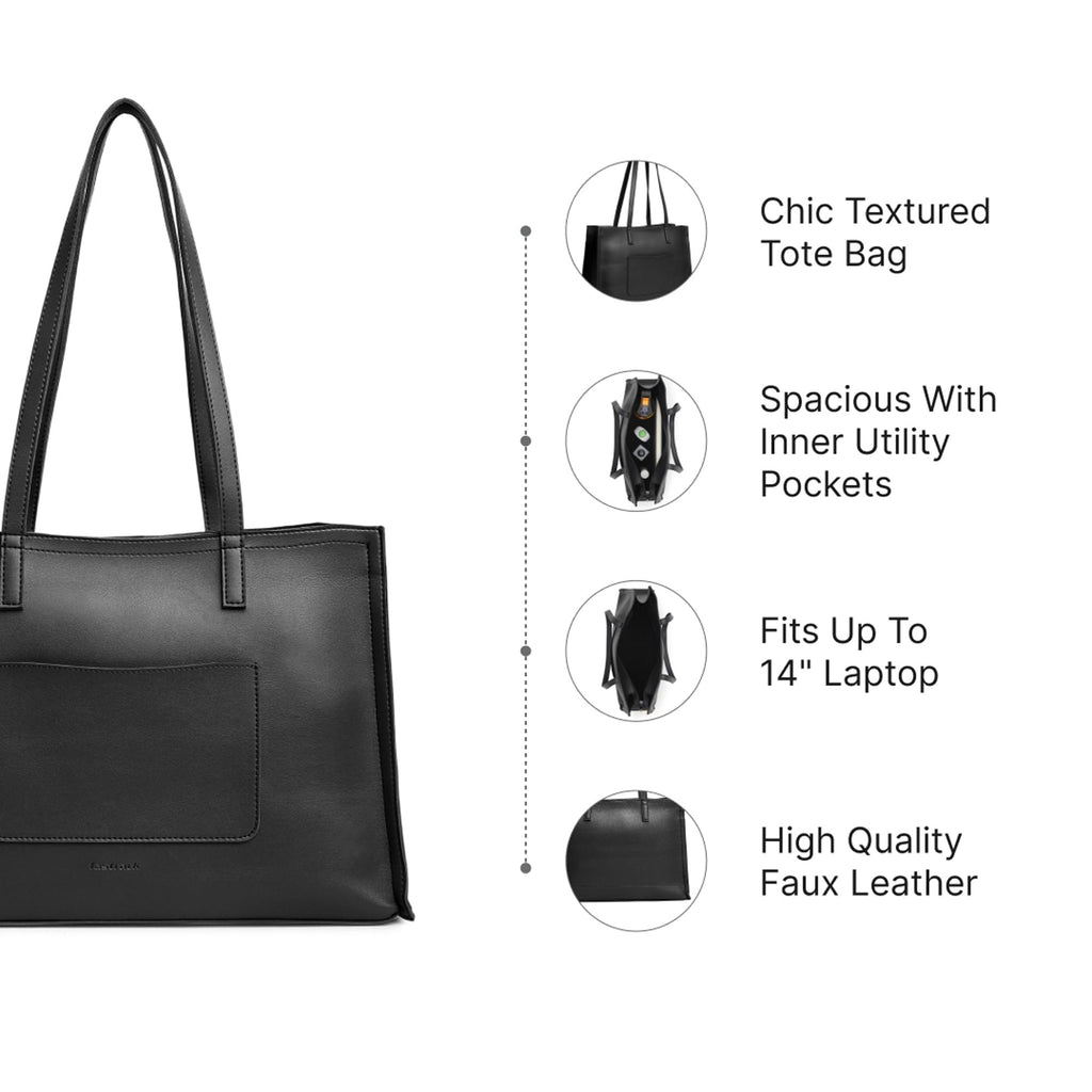 Fastrack Chic Spacious Laptop Tote Bag for Women Fits Upto 14 Laptop | Stylish Casual Bag for Ladies, Women, Girls | College, Work Bag Made of Faux Leather
