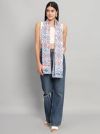 Ravaiyaa - Attitude is everything Female Cotton Women White & Red Hand Block Floral Printed Scarf 71 X 21 Inch