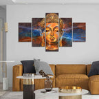 VIBECRAFTS Gautam Buddha Head Canvas Wall Painting of Five Pieces For Home|Office|Living Room|Gift (PTVC5Pcs1_5524)
