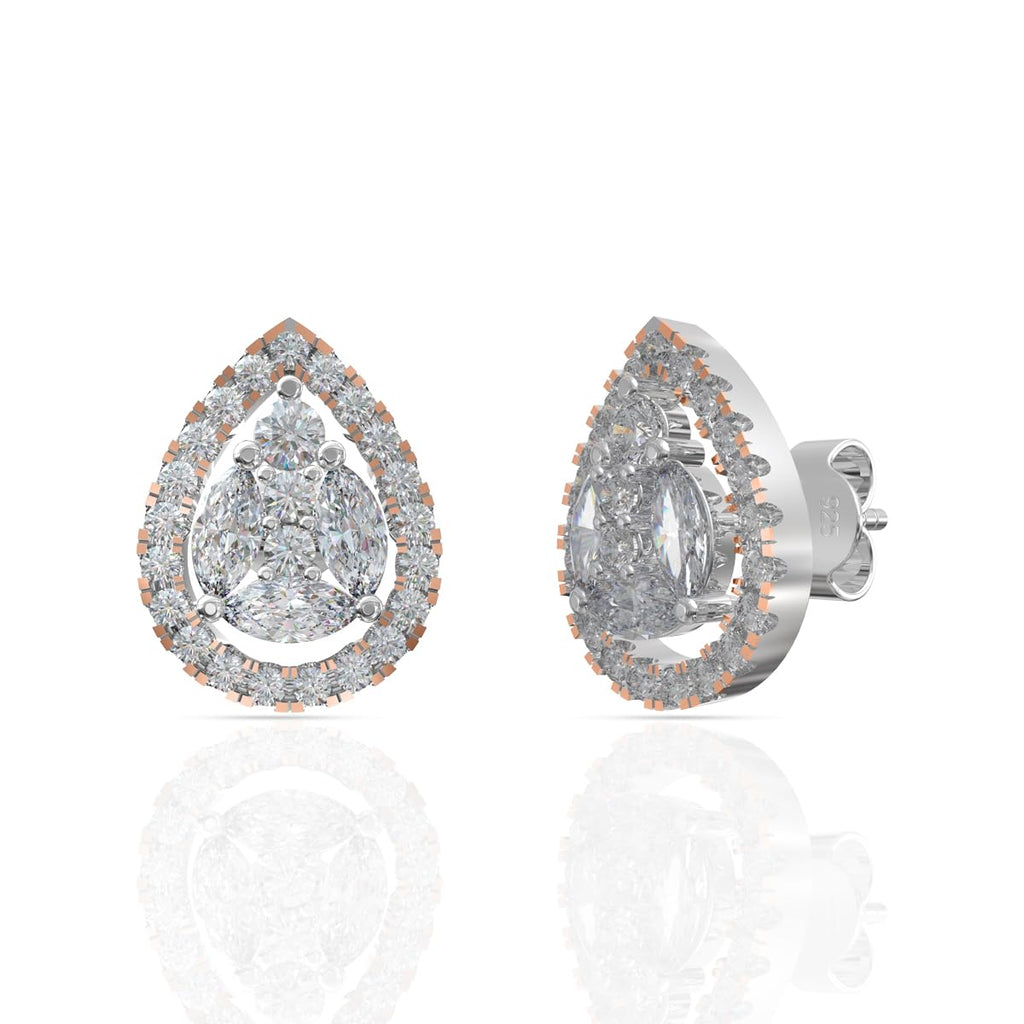 925 Sterling Silver Earrings for Women | Floral, Marquise Cluster & Drop Stud Design | Hypoallergenic Lightweight Jewelry for Daily Wear, Party, Anniversary, Wedding, Birthday Gift