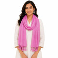 URBAN LADIIIZ Solid Sequin Stole with Tassels for Women & Men – Soft Lightweight Rayon Fabric | Available in 10+ Colours (LOTUS PINK)