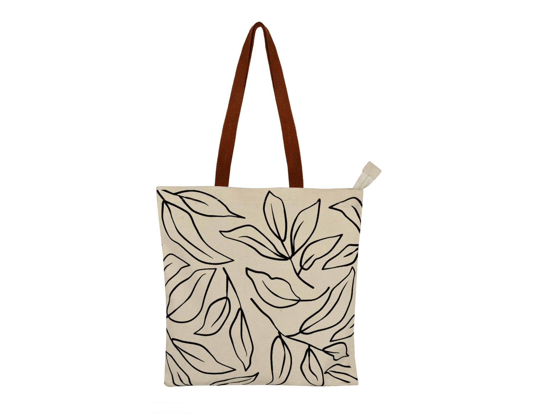 StyleMyWay Large Cotton Designer Canvas Tote Bag with Zip, Inner Pocket for Shopping, Office & Daily Use (Abstract Black & White) | College Bag for Girls | Travel & Beach Bag