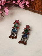 VENI Oxidised Afghan Earrings for Women & Girls | Handmade Antique Silver Boho Tribal Dangler Earrings | Traditional Statement Ethnic Jewellery | Party, Wedding & Festive.