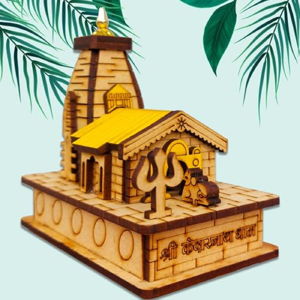 Decorative Wooden Shri Kedarnath Temple || Hand Crafted Wooden Temple || Wooden Miniature Mandir Sawaan Shivratri (Small Multicolour)