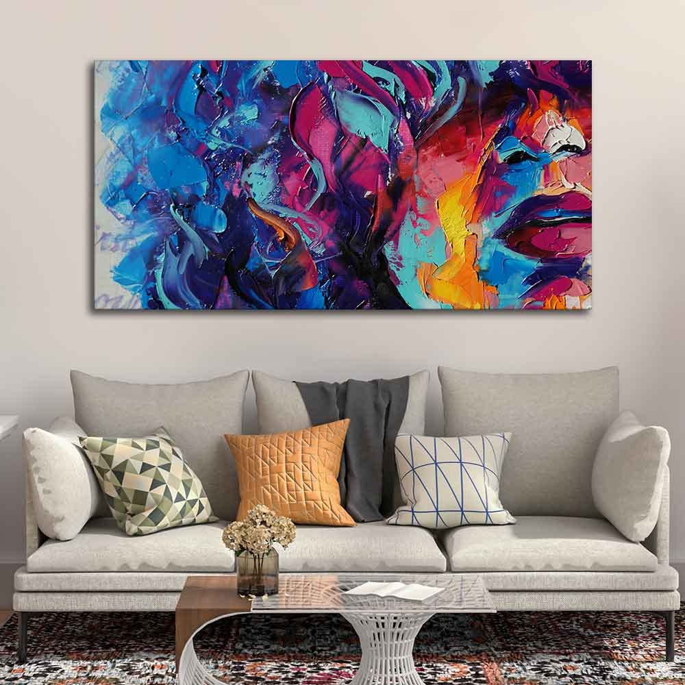 VIBECRAFTS Canvas Paintings for Living Room Drawing Room Girl Abstract Art Canvas Wall Painting Fitted With Wooden Frame For Home | Office | Living Room | Gifts (PTVCH_2506N)